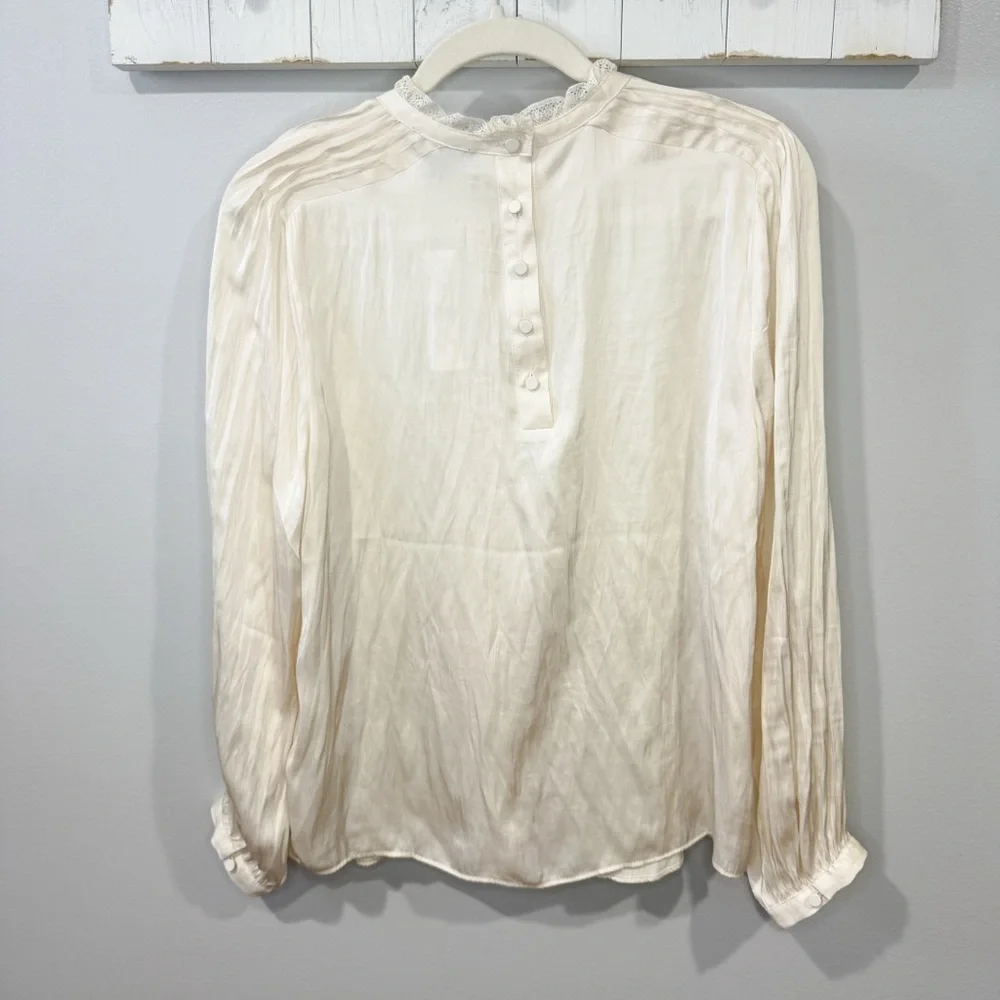 J.Crew Ruffleneck Drapey Top Ivory Blouse NWT Size Small